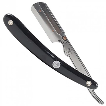 Parker 33R Stainless Steel Black handled Shavette Barber Razor
