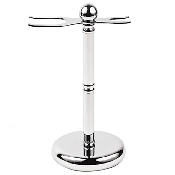 Parker Shiny Chrome Plated Premium Razor and Brush Shaving Stand