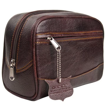 Parker Cowhide Brown Zip Small Leather Travel Bag