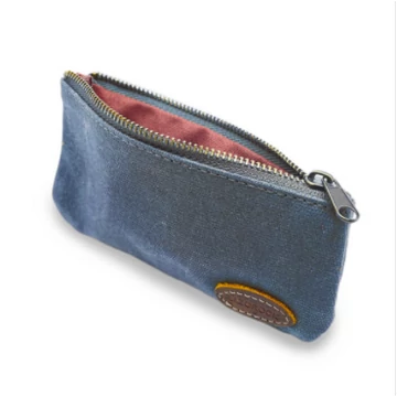 Razorock Water Repellant Waxed Canvas Zippered Razor Pouch - Navy Blue