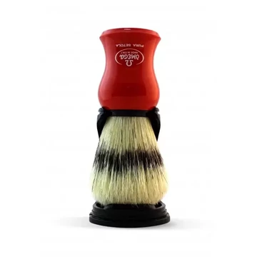 Omega Pure Bristle Red Shaving Brush with Stand 23mm