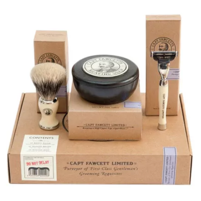 Captain Fawcett's Shaving Brush, Razor and Shaving Soap Gift Set