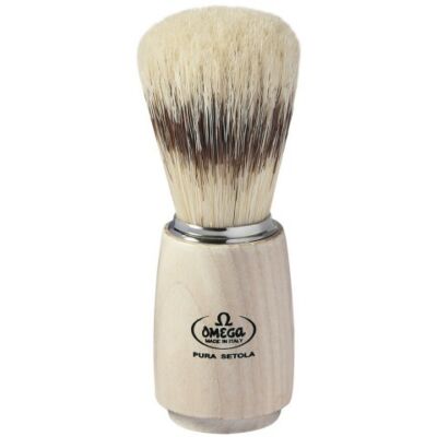 Omega Pure Bristle Shaving Brush, Badger Effect, Ash Wood Handle 115mm