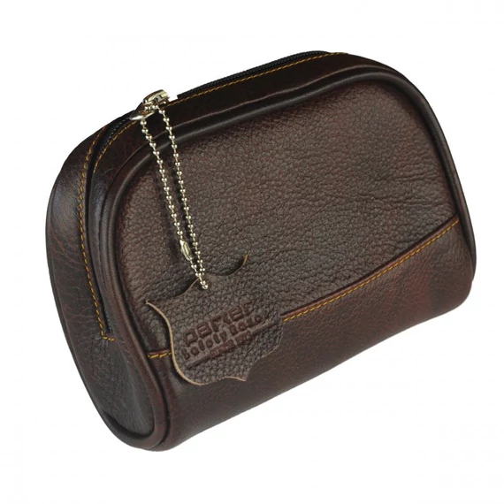 Parker Cowhide Brown Zip Small Leather Travel Bag utazó neszesszer