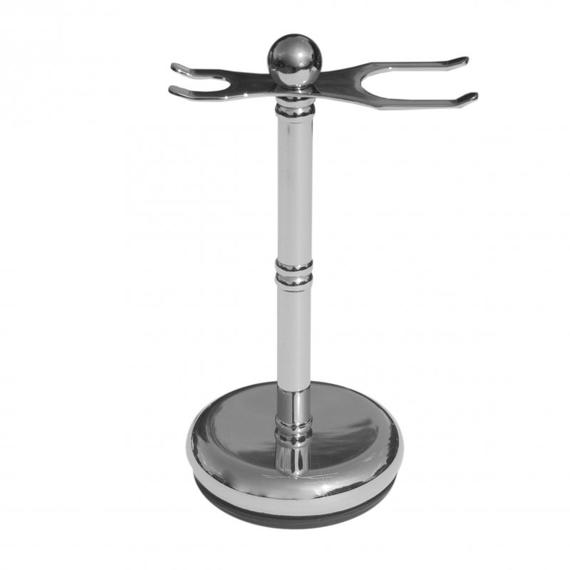Parker Shiny Chrome Plated Premium Razor and Brush Shaving Stand