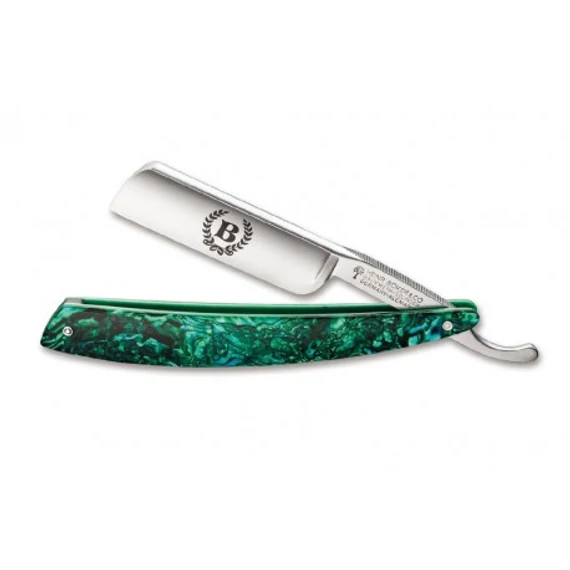 Böker Solingen Straight Razor Abalone Green Carbon Steel 6/8