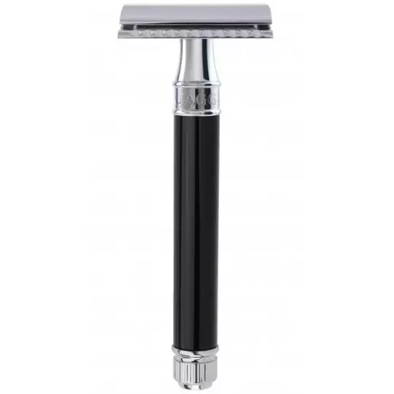 Edwin Jagger Closed Comb Long Safety Razor (DE) Ebony / Chrome - DEL86