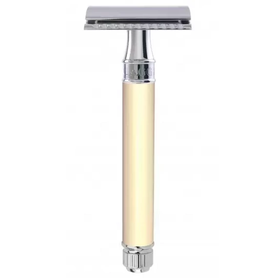 Edwin Jagger Closed Comb Long Safety Razor (DE) Ivory / Chrome - DEL87