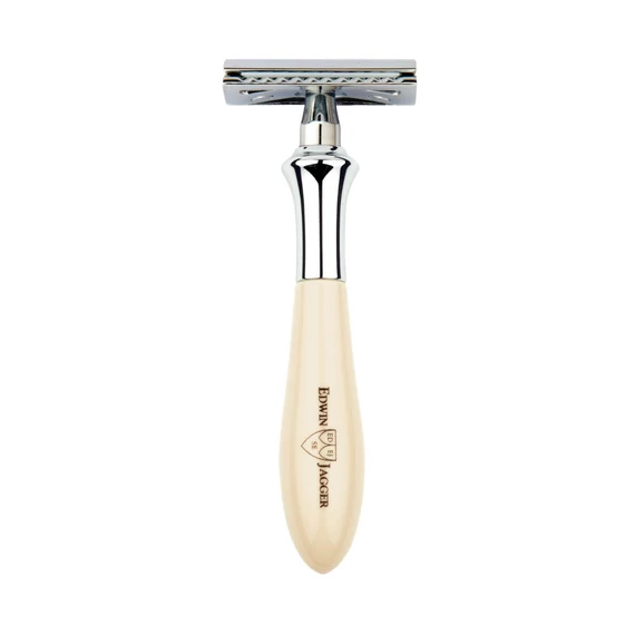 Edwin Jagger Closed Comb Chatsworth Plaza Safety Razor (DE) Ivory / Chrome IVPSR