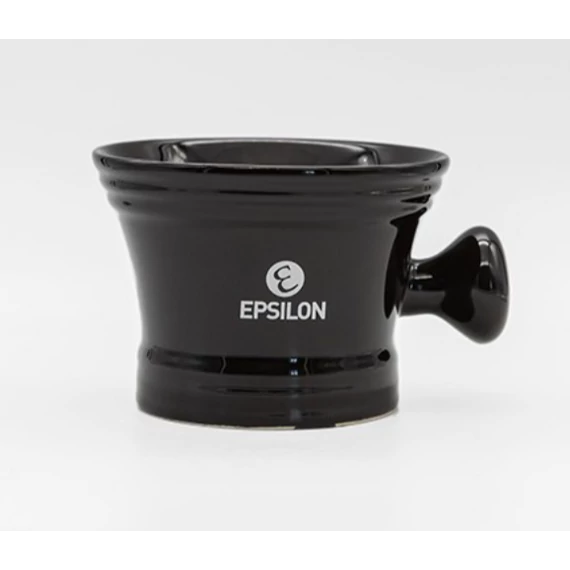 Epsilon Ceramic Shaving Bowl With Handle (Black)