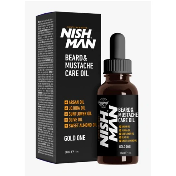 Nish Man Beard & Mustache szakáll és bajusz kondicionáló olaj Gold One 30ml