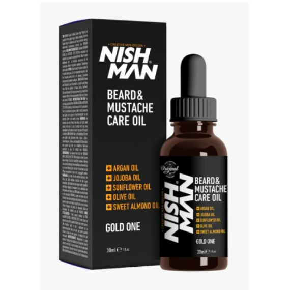 Nish Man Beard & Mustache Care Oil Gold One 30ml