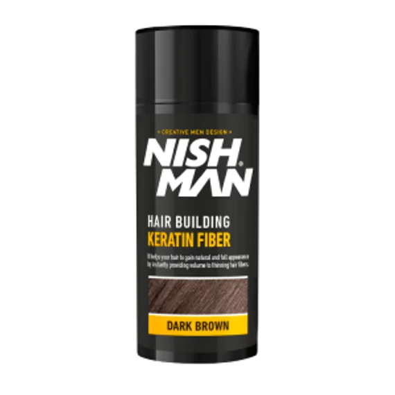 Nish Man Keratin Fiber dúsító és színező hatású folt kitöltő rostok (sötét barna) 20g