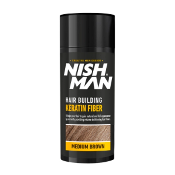Nish Man Keratin Fiber dúsító és színező hatású folt kitöltő rostok (barna) 20g