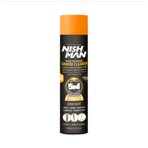 Nish Man Shaver Cleaner Lemon gép tisztító 5 az 1-ben spray 769ml (Pro Size)