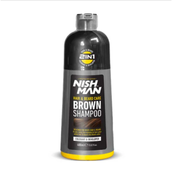 Nish Man Hair & Beard Brown Shampoo 400ml