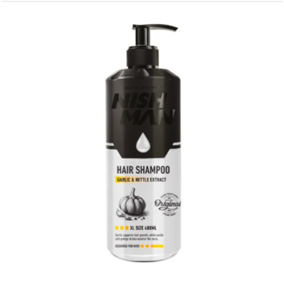 Nish Man Hair Shampoo - Garlic & Nettle XL Size sampon 480ml
