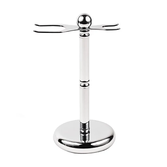 Parker Shiny Chrome Plated Premium Razor and Brush Shaving Stand