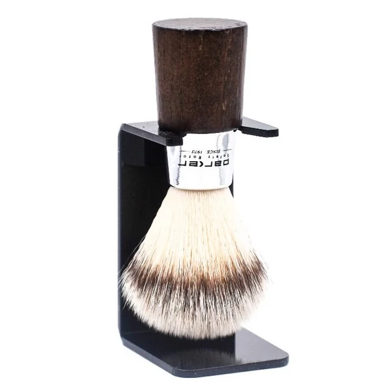 Parker WNSY Synthetic Shave Brush - Beechwood & Chrome Handle - With Stand borotva pamacs tartóval