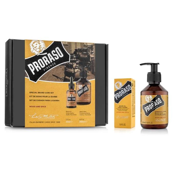 Proraso Duo II - Wood & Spice szakállápoló ajándékszett - mosó és olaj