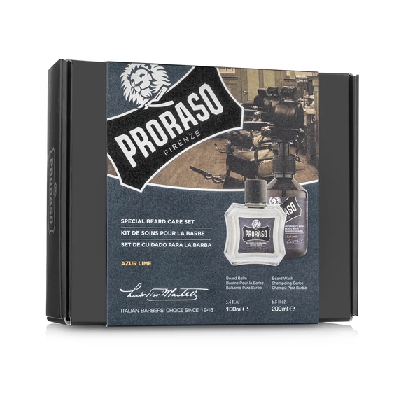 Proraso Duo Gift Pack Beard - Azur Lime szakállápoló ajándékszett - mosó és balzsam