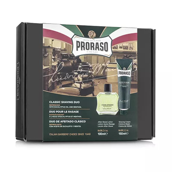 Proraso Duo Gift Pack Green Refresh borotválkozó krém és borotválkozás utáni folyadék