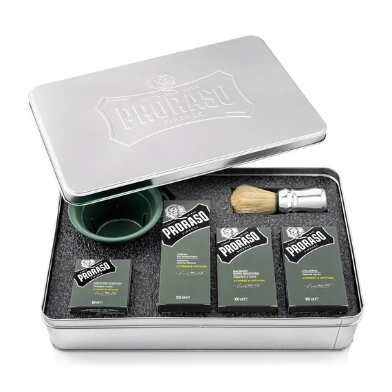 Proraso Limited Edition Gift Set  Cypress & Vetyver Metal Tin ajándékszett (6 darabos)