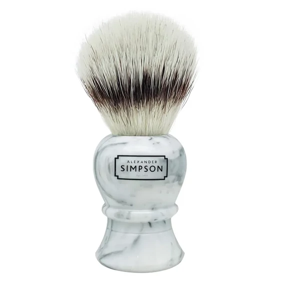 Alexander Simpson Shaving Brush Synthetic Islington Faux Grey Italian Marble (L)