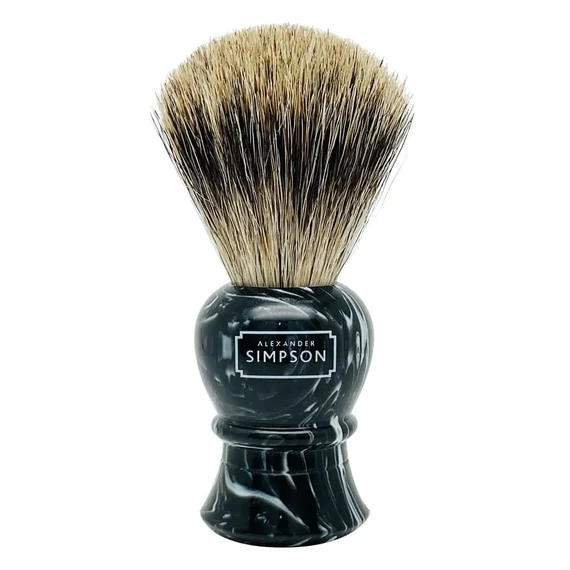 Alexander Simpson Shaving Brush Pure Badger Islington Faux Ebony Marble (L)