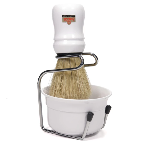 Omega Pure Bristle Shaving Brush with Bowl and Stand (49.18)