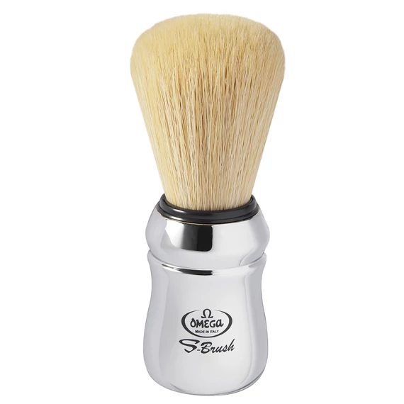 Omega S-Series Synthetic Shaving Brush Chrome Plated