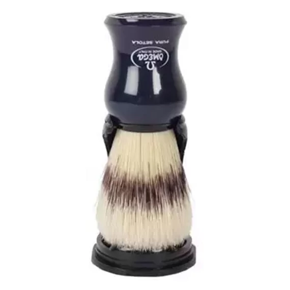 Omega Pure Bristle Navy Blue Shaving Brush with Stand 23mm