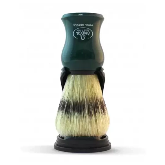Omega Pure Bristle Green Shaving Brush with Stand 23mm