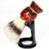 Kép 1/3 - Omega Pure Bristle Shaving Brush with stand – badger effect